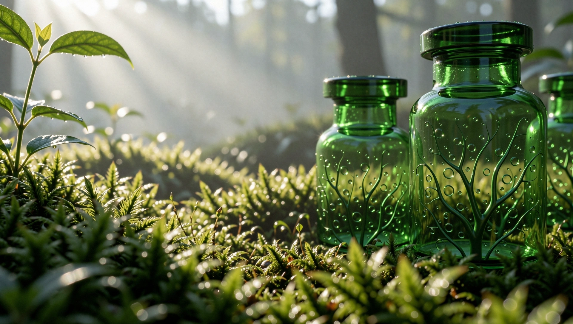Makro fotografia mchu i rosy symbolizująca naturalną czystość
